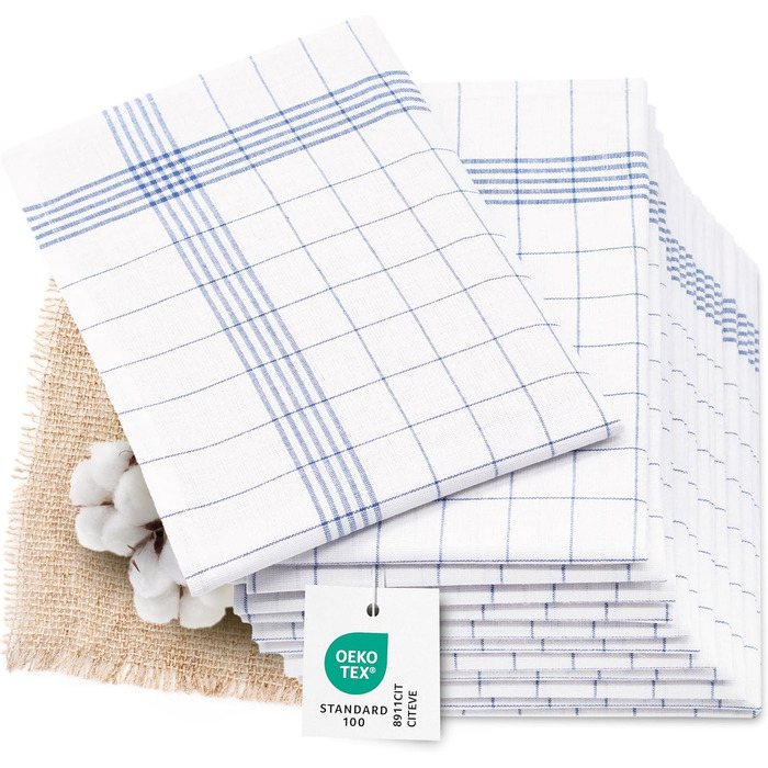 Набір з 12 напівлляних чайних рушників розміром 50x70 см - суперпоглинаючі та безворсові кухонні рушники - можна прати до 95C - у