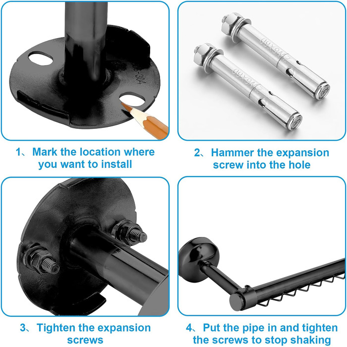 Стельова вішалка для одягу, вішалка для одягу під будь-яким кутом, вішалка для одягу, настінне кріплення, кутові стельові рішення для горищ, спалень, під сходами, місце для зберігання, чорний