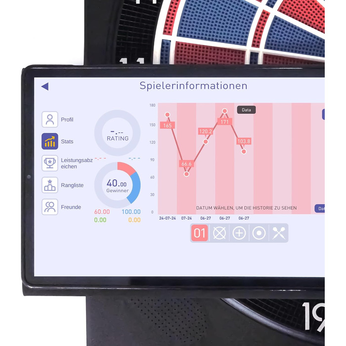 Електронна мішень для дартсу Karella CB-Smart, переможець тестів серед електронних м&39яких мішень для дартсу, найсучасніша онлайн-функція Bluetooth, 37 ігор, електронна розумна мішень для дартсу, точні турнірні розміри, подвійна/потрійна відстань між 2 л