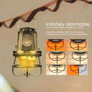 Ліхтар для кемпінгу Лампа з регульованою яскравістю та 4 колірними температурами - Світлодіодні лампи для кемпінгу - для походів на свіжому повітрі, відключення електроенергії, тентів, балкону, бронзовий