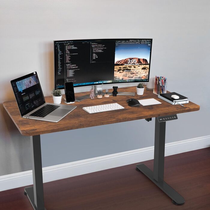 Стіл Homall з регульованою висотою та USB-портом 100x60 см, комп&39ютерний стіл стоячи, ергономічний стіл для домашнього офісу (100x60 см, вінтажний коричневий) 100x60 см коричневий