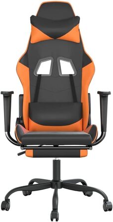 Ігрове крісло з підставкою для ніг, чорно-помаранчева штучна шкіра, офісне крісло, ігрове крісло, ігрове крісло, обертове крісло, стілець для столу - 3143659