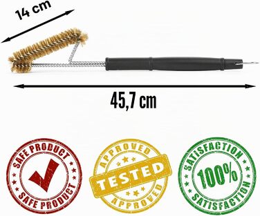 Щітка для гриля Grillaholics Essentials з латуні м'яка латуна для безпечного очищення порцелянових та керамічних решіток