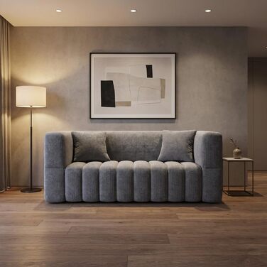 Місний вельветовий диван RUMMY, м&39який безкаркасний диван з піною з ефектом пам&39яті високої щільності, зручний диван для вітальні та спальні, сірий, 2-