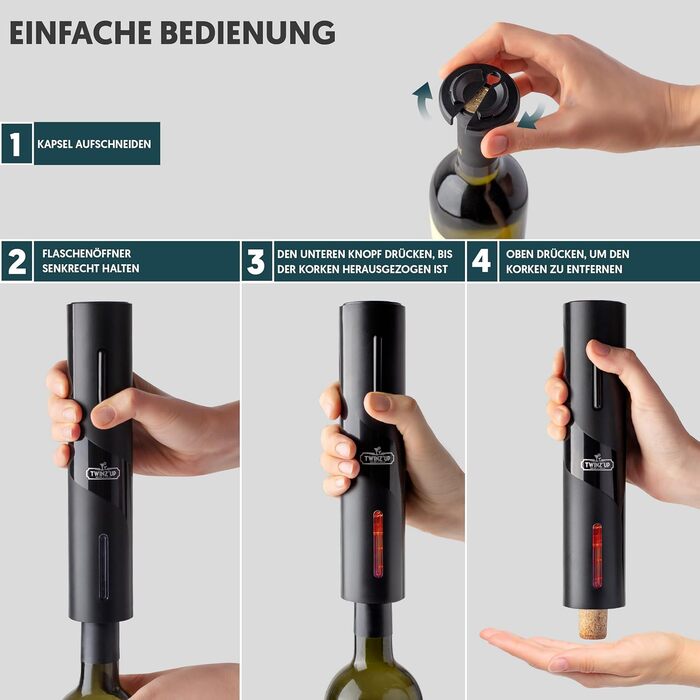 Штопор для вина 6-в-1 USB електричний відкривач для пляшок з різаком для капсул, наливачем, вакуумним насосом, ковпачком і USB-кабелем - електричний відкривач для вина для любителів вина