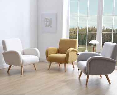 Сучасне крісло для відпочинку, м&39яке крісло з високоякісним штучним хутром та ніжками з масиву дерева, надзвичайно зручне крісло для читання для вітальні, спальні, легке складання, білий колір