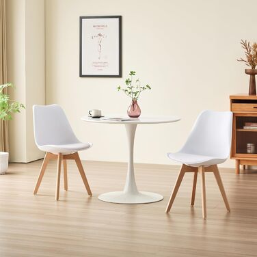 Обідні стільці, ніжки з масиву дерева товщиною 28 мм, м&39який стілець, обідній стілець Oslo, комплект з 4 шт. , білий, 521249 4 Білий