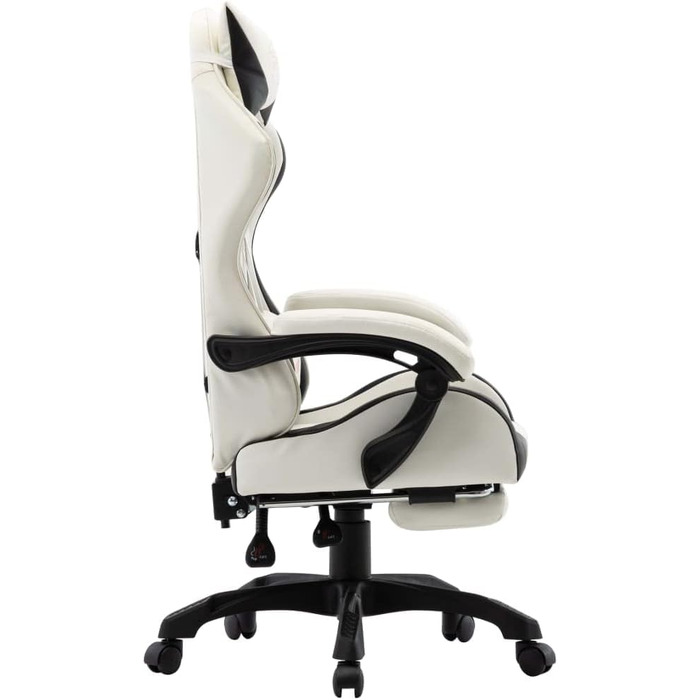 Геймерське крісло з підставкою для ніг, геймерське крісло, офісне крісло, стілець для столу, комп&39ютерне крісло, чорно-біла штучна шкіра - 287995