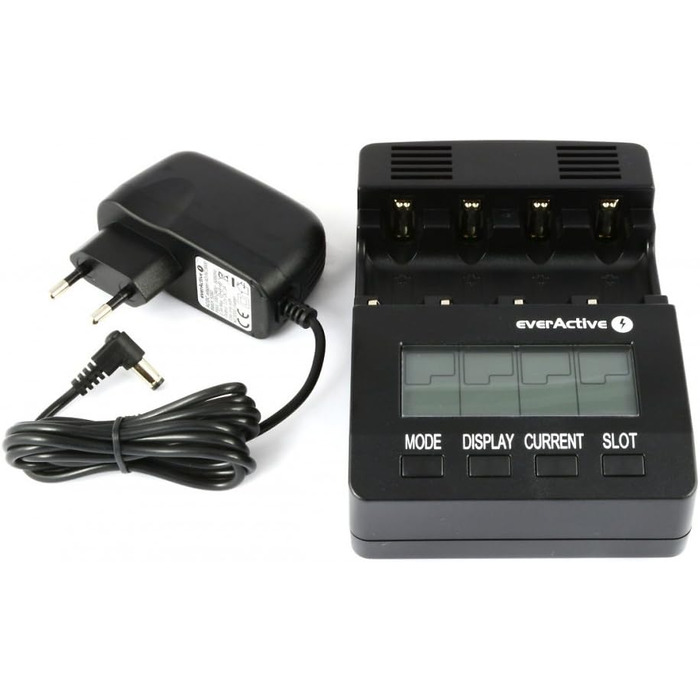 Зарядний пристрій everActive для 4 батарейок типу AAA, професійний та швидкий, РК-дисплей, тест ємності, тест внутрішнього опору, модель NC-3000
