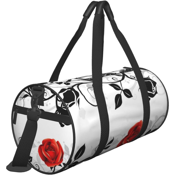 Дорожня сумка Tower Paris, кругла, великої місткості, легка та міцна, ідеальний подарунок для походів, відпустки, ділових поїздок та іншого, квітковий дизайн Троянда з плющем з листям, універсальний розмір