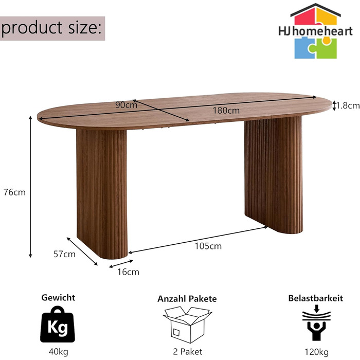 Овальний дерев&39яний обідній стіл, 180 см Сучасний кухонний обідній стіл Великий стіл з МДФ на 6-8 осіб (темно-коричневий)