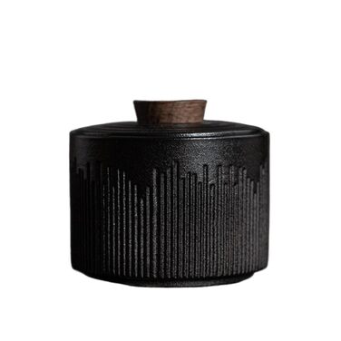 Керамічна банка з кришкою, маленька керамічна банка для чаю, банка для кави, портативна банка для чаю, банка для снеків, герметичне скло, декоративний контейнер для зберігання, органайзер для банок для цукерок (чорний)