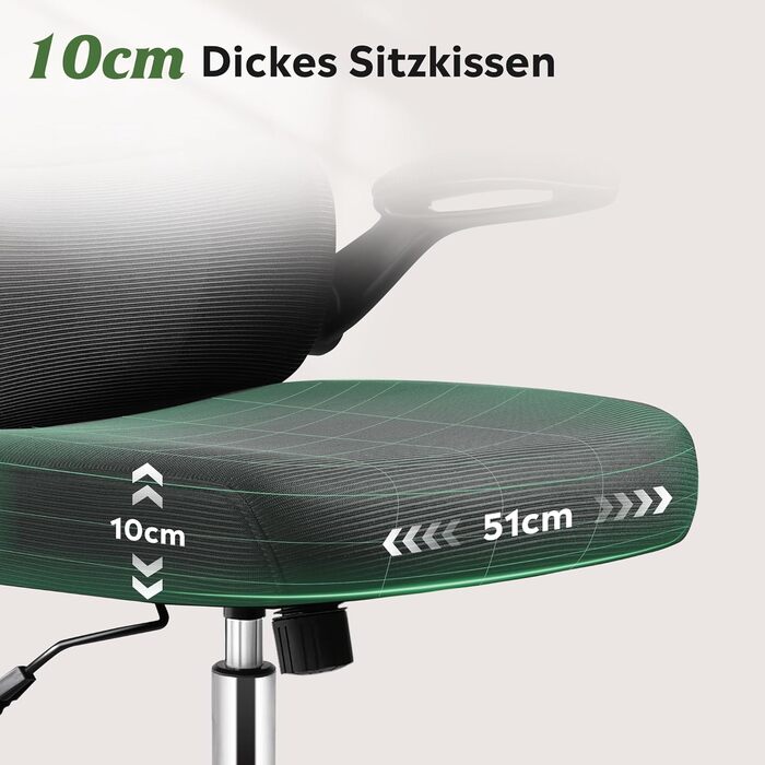 Ергономічне офісне крісло DEVAISE, письмове крісло з поперековою опорою, 3D-підголівник, підлокітники, що складаються на 90, та дихаюча сітчаста спинка, функція гойдання для офісу та домашнього офісу, до 150 кг, чорний колір