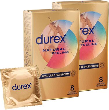 Презервативи Durex Natural Feeling, без латексу, ультратонкі, 2×8 шт