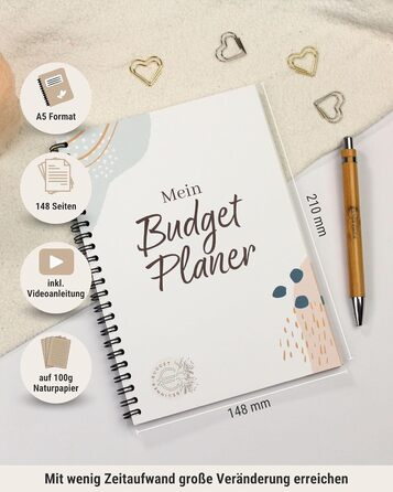 Планувальник бюджету BeginnerBudget (німецька мова) Домашній зошит (144 сторінки) 100 конвертів Виклик заощадження для готівки прозора папка A5 Планувальник для заощадження грошей Організатор для ощадної книги (планувальник бюджету)