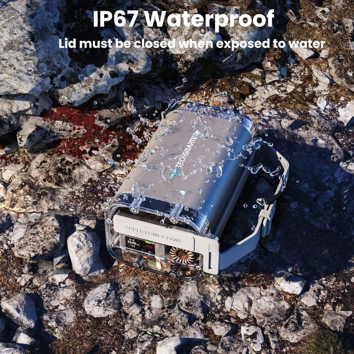 Міцний і водонепроникний портативний зарядний пристрій, 40000mAh 100W Dual USB-C Power Bank для ноутбука з супер швидкою зарядкою.