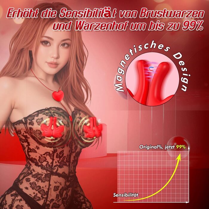 Регульовані вібруючі кліпси для сосків Babolia, 9 режимів, силікон