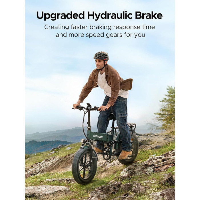Чоловічий складний електровелосипед ENGWE E-Bike з товстими шинами 20x4.0 дюймів, знімним акумулятором 16Ah, великим запасом ходу до 150 км/110 км, повною підвіскою, 8 швидкостей, двигуном Engine Pro/Engine Pro 2.0 Black YS-9043-1 ENGINE Pro 2.0