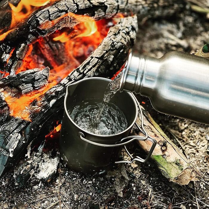 Кавоварка Bestargot French Press Titanium для кемпінгу, титанова чашка-горщик об&39ємом 750 мл макс. для активного відпочинку та кемпінгу, надлегкий кемпінговий посуд, 188 г для бушкрафту та подорожей, титановий тип 1-750 мл з кавовим фільтром