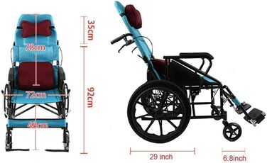 Креативна складна інвалідна коляска з регульованою спинкою, регульованим підголівником, портативна багатофункціональна інвалідна коляска для людей похилого віку, зручна, гладка та тверда, з гальмами відстеження, портативна