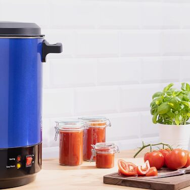 Машина для консервації Navaris 2в1 з функцією глінтвейну - Таймер на 27 літрів до 120 хв Термостат Кран - Каструля для консервації також для гарячих напоїв, виготовлена з нержавіючої сталі, синього кольору
