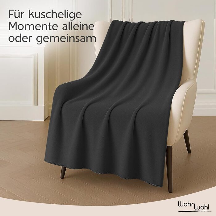 Затишна ковдра (150x200 см) М&39яке покривало Ковдра для дивана Ковдра для вітальні Ковдра для сну Бавовняна ковдра, сертифікована Oeko-Tex Оксамитова м&39яка ковдра Колір Темно-сірий/Світло-сірий