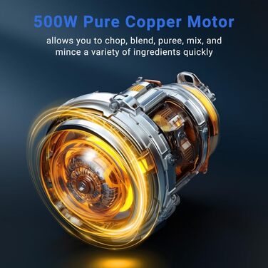 Подрібнювач AMZCHEF, подрібнювач кухонний електричний з чашею з нержавіючої сталі 3 л.Електричний мультиподрібнювач потужністю 500 Вт з 2 налаштуваннями швидкості. М'ясорубка для м'яса, цибулі, дитячого харчування, фруктів та овочів 3 л сіра