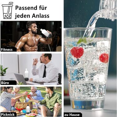 Пляшки з газованою водою Pinci Duo Pack, змінні пляшки для газованої води для виробника газованої води, без бісфенолу А, багаторазова герметична конструкція з різьбовим з'єднанням, ПЕТ пластикова пляшка з-під газованої води 2x1 л (чорнийбілий)