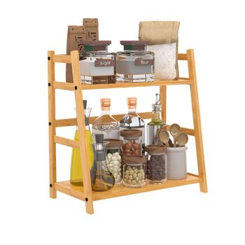 Бамбукова підставка для спецій, стояча, настільна полиця, 40x40x21 см, дерев&39яна підставка для спецій, кухонний органайзер, органайзер для кухонної стільниці, пральні та офісу