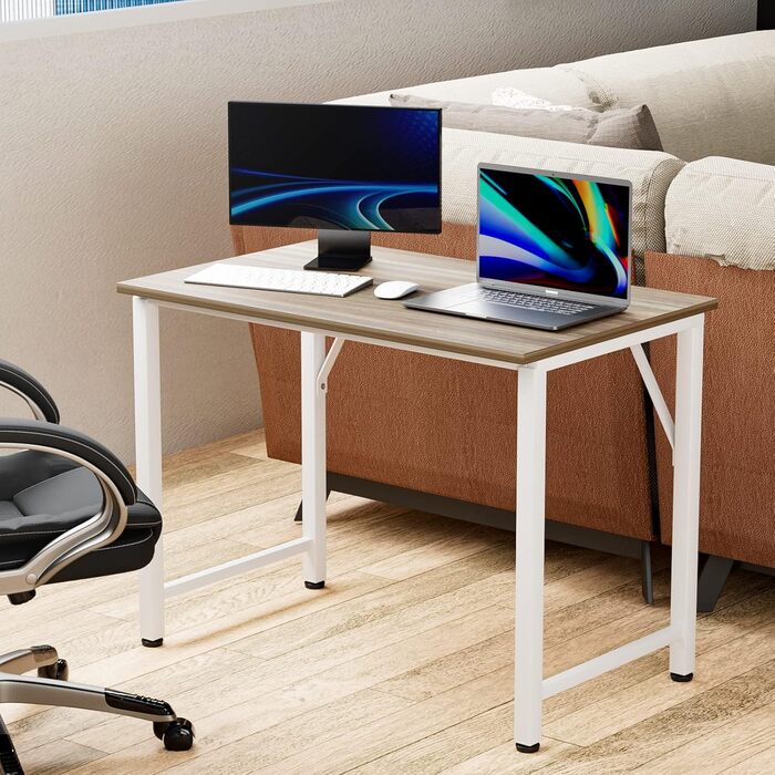 Письмовий стіл з полицею для монітора, стіл для ПК, комп&39ютерний стіл 80x40x75см, комп&39ютерний стіл, офісний стіл, дерев&39яний офісний стіл, стабільний стіл для ноутбука, робочий стіл, колір темного дерева 80x40x75см