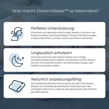 Подушка для шиї DreamSleepz - Ергономічна подушка для зняття болю в шиї та плечах, з піною з ефектом пам&39яті (чорна)