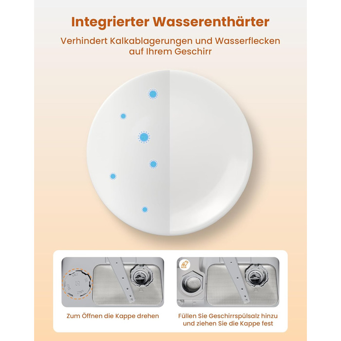 Настільна посудомийна машина з 8 програмами, блокуванням від дітей і відкладеним стартом