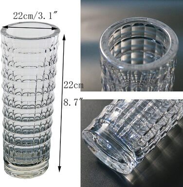 Небитка ваза для квітів Прозора 22-сантиметрова ваза у формі великого циліндра, як кришталеві вази Прозоре овальне горлечко