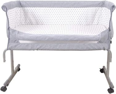 Дитяча колиска LANTUS, люлька, дорожнє ліжечко, складне дитяче ліжечко, бічне ліжко, колиска-гойдалка з функцією гойдання, включаючи москітну сітку, матрац та сумку (96 * 57 * 77 см (сіра))