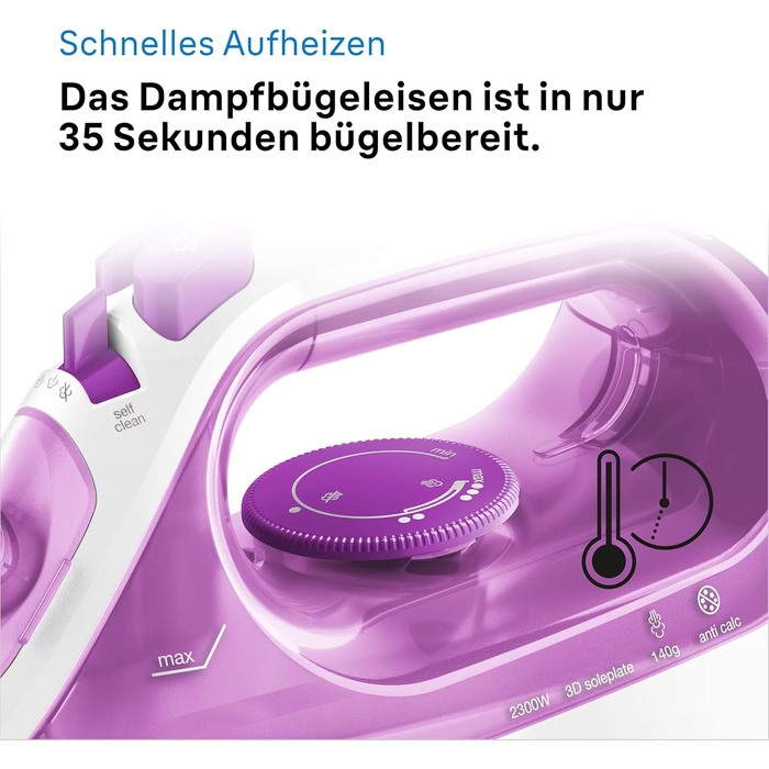 Парова праска Braun TexStyle 3 SI 3030 PU - праска з підошвою FreeGlide 3D, функція самоочищення, 2300 Вт, подача пари 140 г / хв,