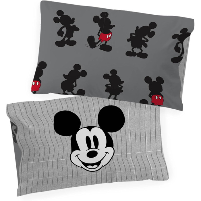Смугастий - комплект підковдри на двох з наволочкою 50 х 70 см, теплий комплект постільної білизни бавовняний сірий - Mickey Mouse