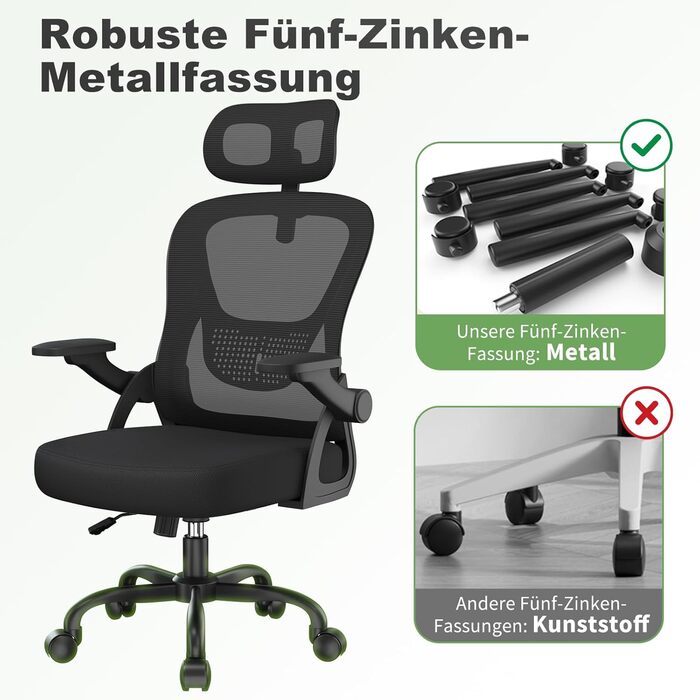 Ергономічне офісне крісло rattantree, стілець для роботи з відкидними підлокітниками, підголівником та спинкою