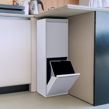 Сталева система розділення відходів 2 відділення для кухонних відходів 2 відділення для сміття 2х17л (34л) Знімний внутрішній конт