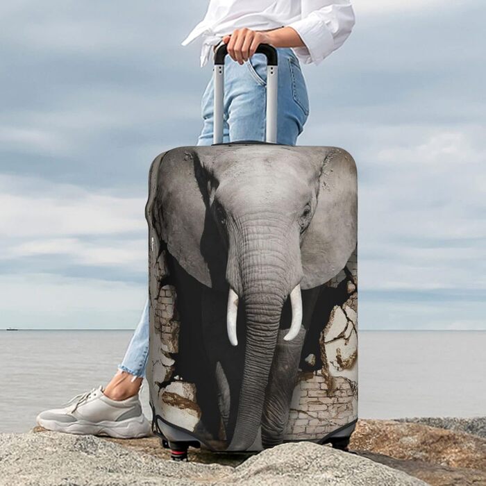 Чохол для валізи Слон, еластичний, що миється, захист багажу для подорожей та роботи (45,7 - 81,3 см), Чорний, Малий, 3D-