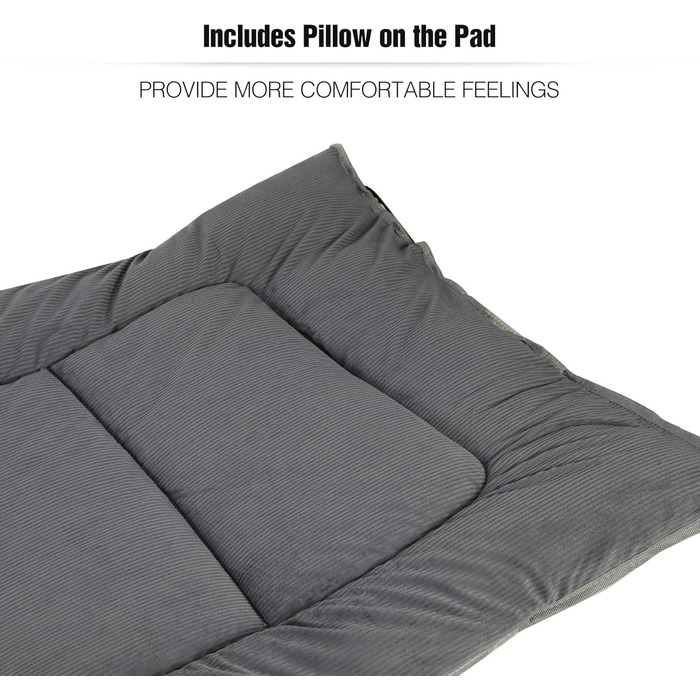 Розкладний матрац для походного ліжка 190 x 70 см, зручний, товстий бавовняний наматрацник з високоякісним поліестеровим наповнювачем, темно-сірий, L