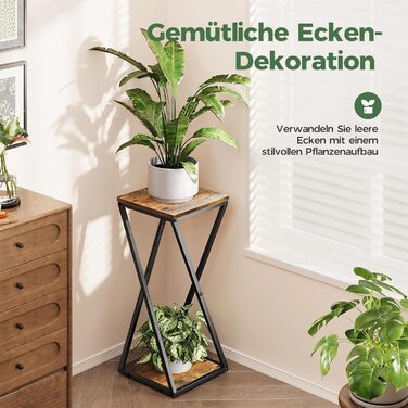 Металева підставка для квітів Bamworld з дерев&39яними полицями, 2-рівнева підставка для рослин промислового дизайну, квітковий табурет для вітальні, балкону, прикраси саду