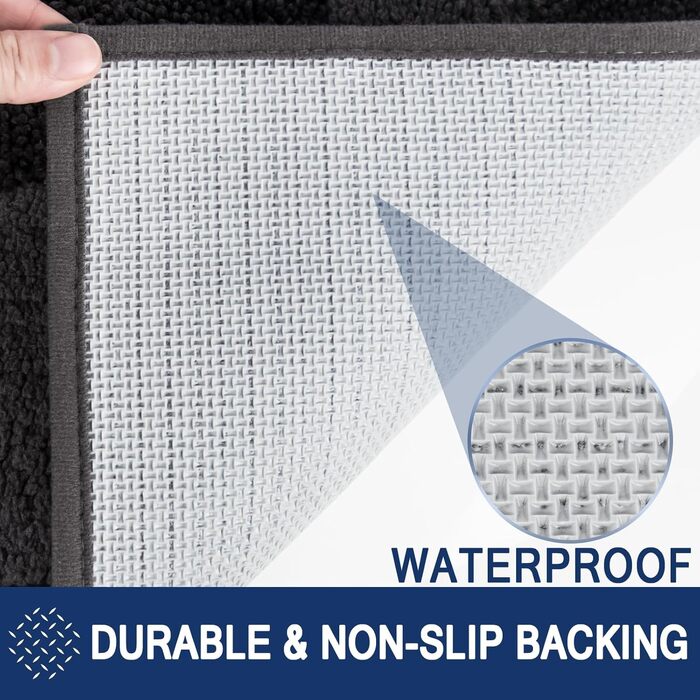 Килимок для бруду, що миється, 50 x 80 см, килимок для прихожих, абсорбуючий килимок для прихожих, нековзний килимок для очищення, водонепроникний килимок для собак, вхід, мокрі лапи, темно-вугільний 50 x 80 см (прямокутний)