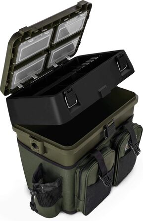 Кошик для сидіння Angelobox Fishing seat box Рибальський рюкзак Рибальська сумка Fishing case Ящик для рибальських снастей з 4 ящиками для снастей Колір Олива