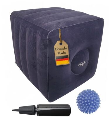 Куб для підняття ніг FabaCare, куб для міжхребцевих дисків з масажним м&39ячем Blue Hedgehog, подушка для розвантаження, підставка для литок, подушка для міжхребцевих дисків, подушка для позиціонування ніг, підставка для ніг для вправ на спину, надувна