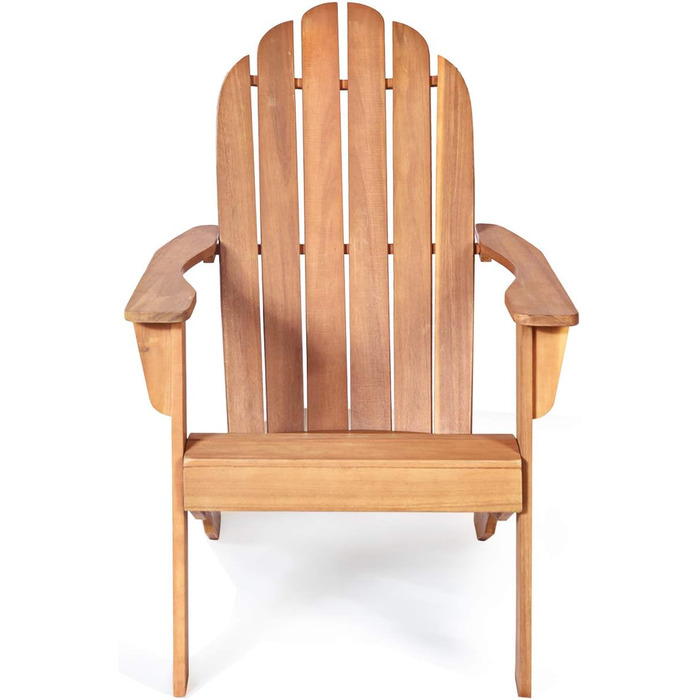 Садове крісло з масиву дерева, шезлонг Relax Chair з широким підлокітником і високою спинкою, садові меблі Садове крісло вантажопідйомністю 160 кг (натуральне)