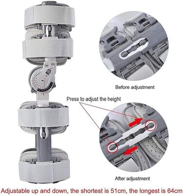 Регульований ортез для фіксації колінного суглоба з ПЗУ-шарніром, іммобілізатор колінного суглоба, підходить при пошкодженнях зв'язок колінного меніска нижніх кінцівок