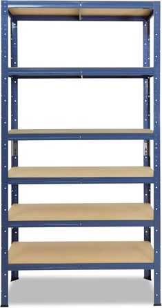 Надміцний стелаж для дому, синій/металевий стелаж з 6 полицями/стелаж для підвалу, стелаж для гаража, стелаж для майстерні або стелаж для зберігання/металевий стелаж без болтів, вантажопідйомність 145 кг, В 230 см / Ш 100 см / Г 60 см, 230x100x60