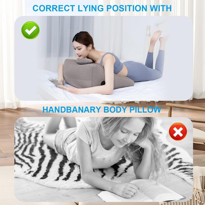 Надувна подушка для голови, подушка для відпочинку, стискальна подушка для читання з надувним мішком, клиноподібна подушка для читання, сну, фізичних вправ, підтримка підборіддя та шиї