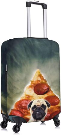 Кумедні мопси, захисний чохол для валізи Піца з песиком, міцний захист для валіз розміром 45.7 - 81.3 см, розмір XL, чорний, екстра-великий