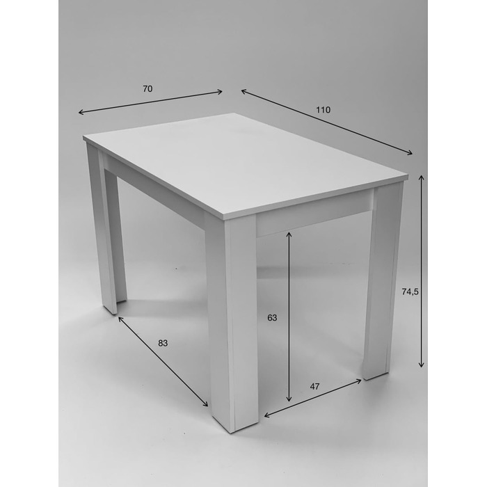 Обідній стіл, дуб сонома, світлий, пиляний, білий, з краєм під масив дерева, 110x70